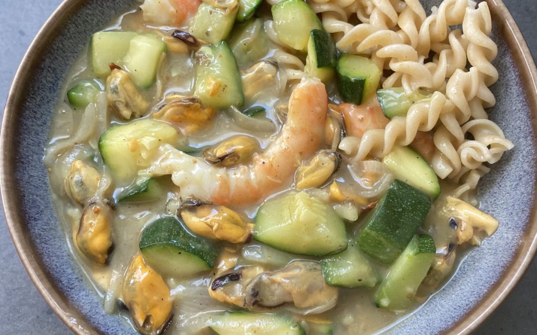 Cassolette de moules et courgettes au curry